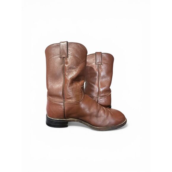 Vintage Justin Roper Brown Leather Boots Sz 7.5 EEE Men\'s Rodeo Western 3404 main image 9